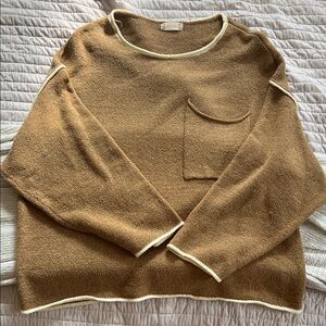 Altar'd State Tan Sweater with Cream Trim